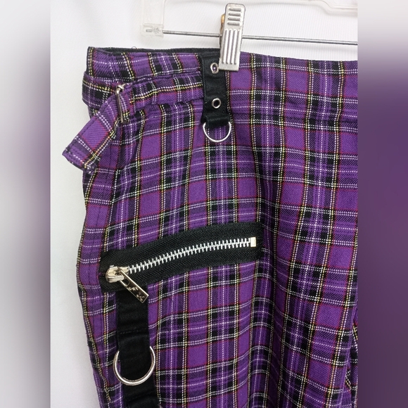 TRIPP NYC Purple Black Plaid Capris Zipper Punk,Goth,Grunge,Gorpcorp(#1,568) - Picture 6 of 11